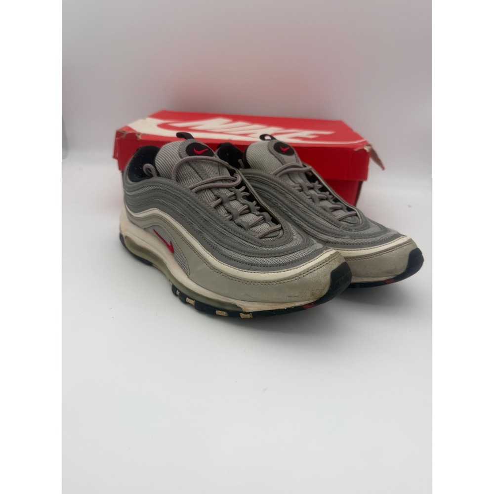 Nike Air Max 97 OG QS Silver Bullet Metallic Silver Red 884421-001 Mens Size 10